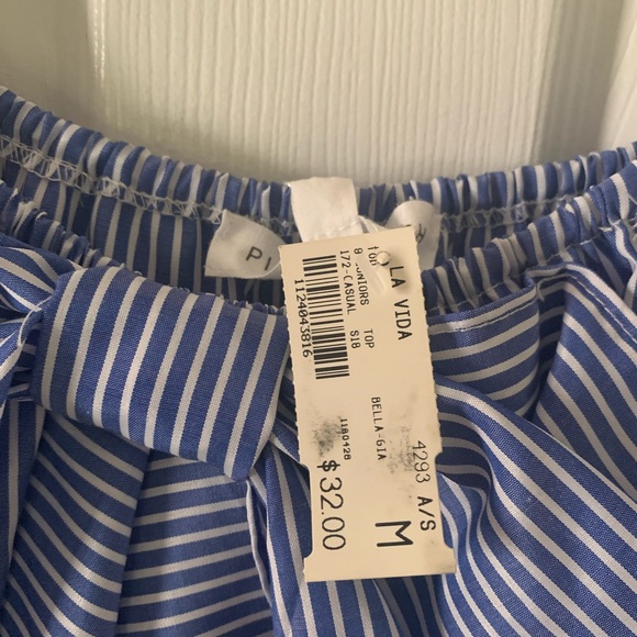 Off the shoulder pinstripe top - Picture 2 of 3